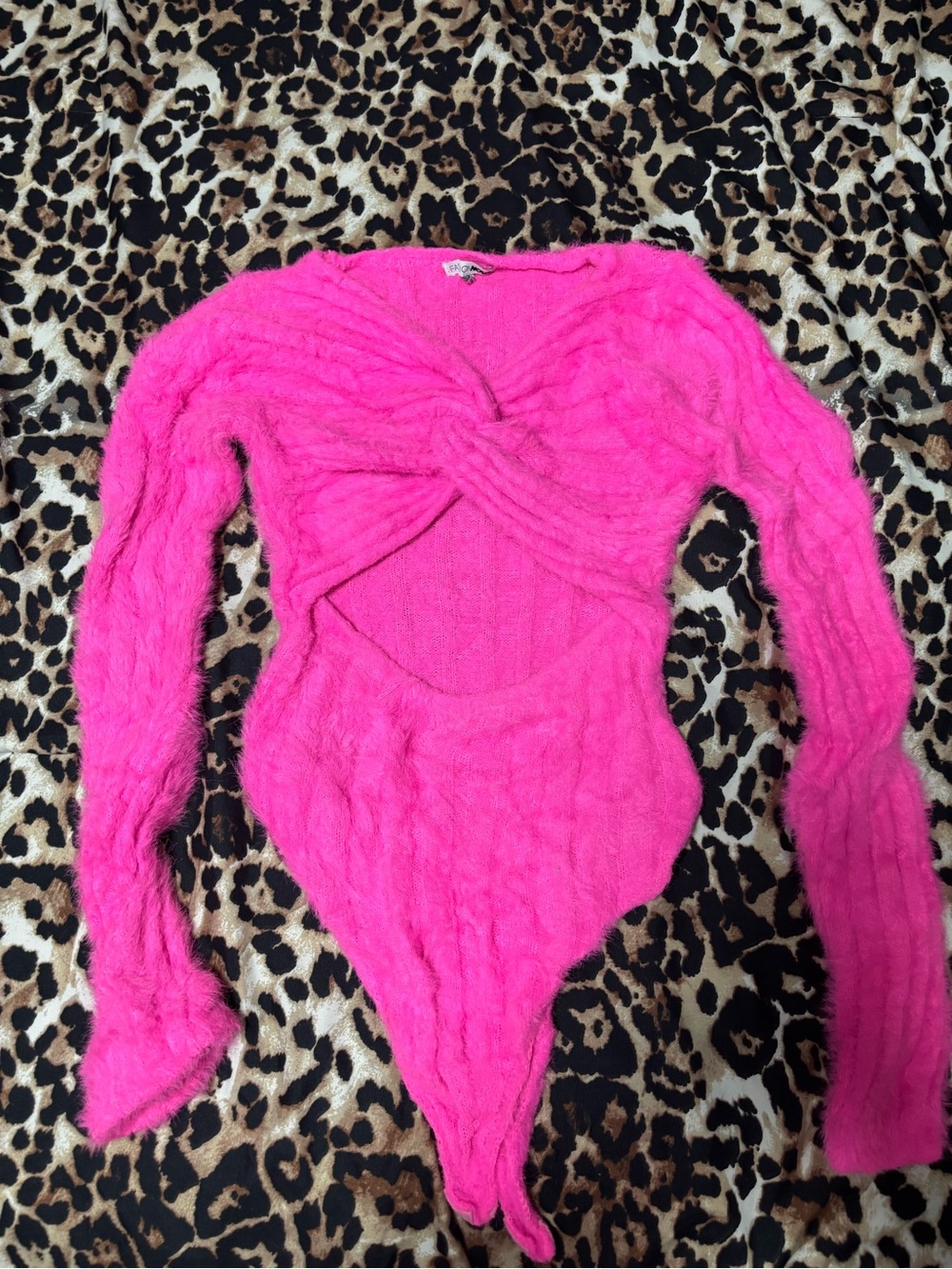 Kids Hot Pink Fuzzy One-Piece Bodysuit